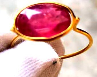 Natural Ruby Oval Ring, Handmade Ruby Ring, July Birthstone, Red Gemstone, 925 Sterling Silver Ring For Women