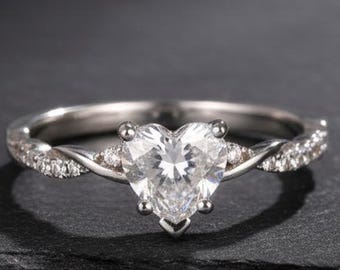 925 Sterling Silver Promise Heart Ring For Her, Heart-Shaped Cubic Zirconia Ring Engagement Ring, Anniversary Ring, Valentine'S Day Gift