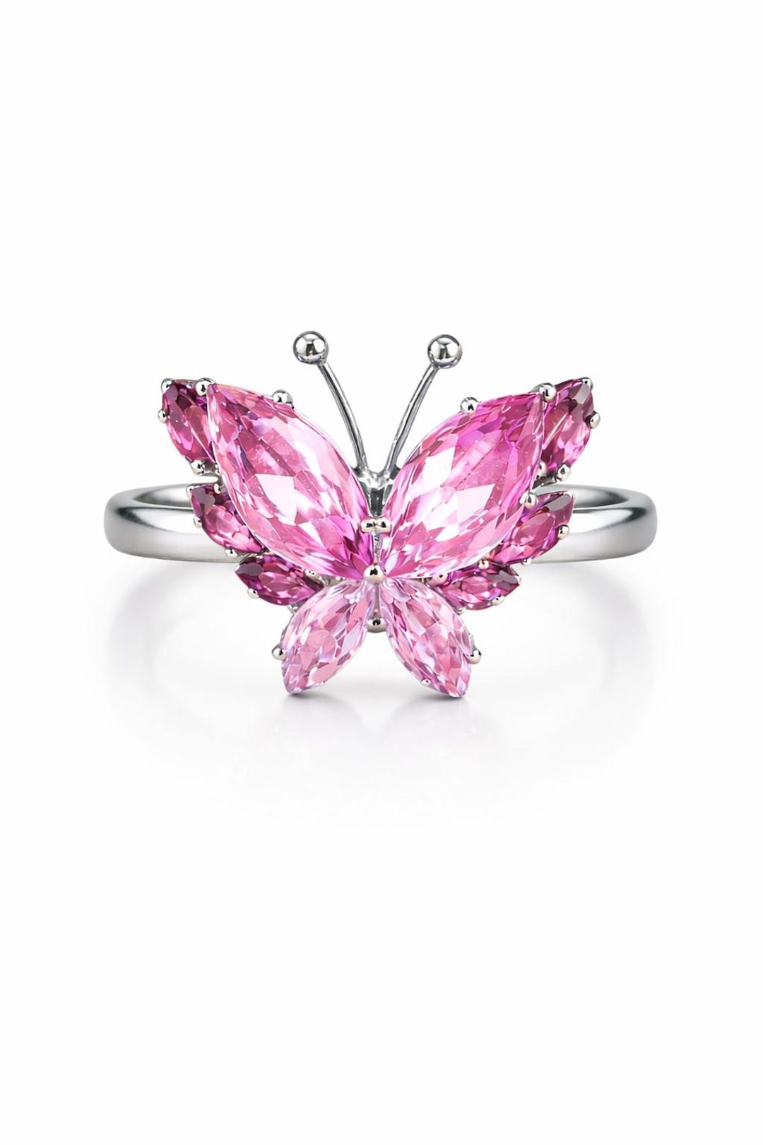 Pink Flying Rings Pink Butterfly Ring, Exquisite Diamond Promise Ring, Crystal Butterfly ...