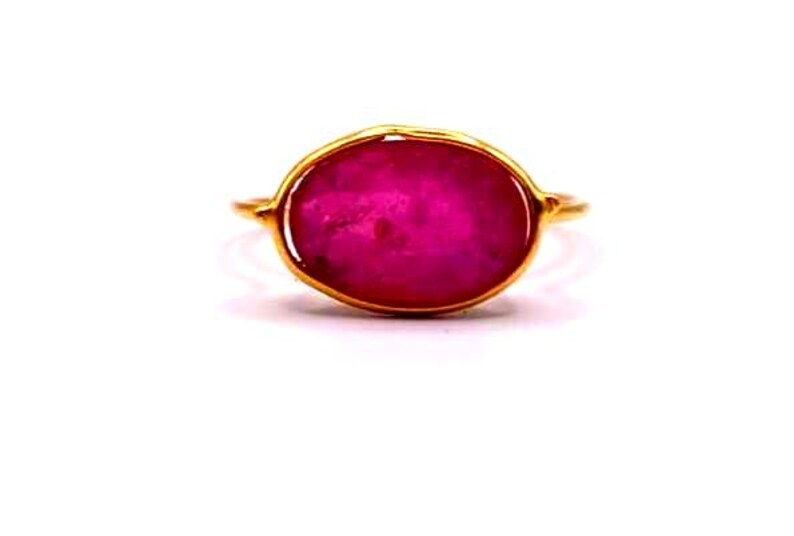 Natural Ruby Oval Ring, Handmade Ruby Ring, July Birthstone, Red Gemstone, 925 Sterling Silver Ring For Women image 3