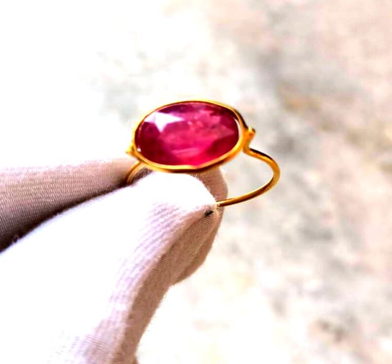 Natural Ruby Oval Ring, Handmade Ruby Ring, July Birthstone, Red Gemstone, 925 Sterling Silver Ring For Women image 1