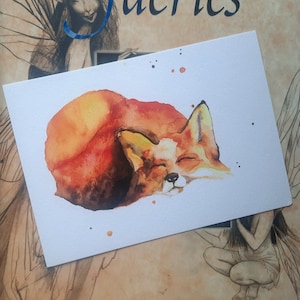 Fox original postcard,  animal,  watercolorpainting,  fine art watercolor print,  high-quality print, designer paper, 10×15cm