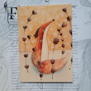 Cartolina originale di Fox, acquerello, stampa artistica ad acquerello, stampa di alta qualità, carta per designer Tintoretto, 10×15 cm