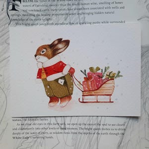 Cartolina originale "Coniglio di Natale", acquerello, stampa artistica ad acquerello, stampa di alta qualità, carta per designer Tintoretto, 10×15 cm