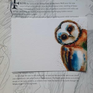 Postal original de búho, pintura en acuarela, impresión de acuarela de bellas artes, impresión de alta calidad, papel de diseño Tintoretto, 10x15 cm