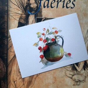 Carte postale originale Ikebana, floral, botanique, aquarelle, impression aquarelle d'art, impression de haute qualité, 10 × 15 cm
