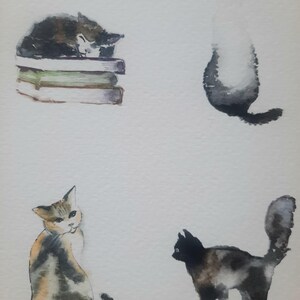 Cats original postcard, animal, watercolorpainting,  fine art watercolor print,  high-quality print,  designer paper,  10х15cm