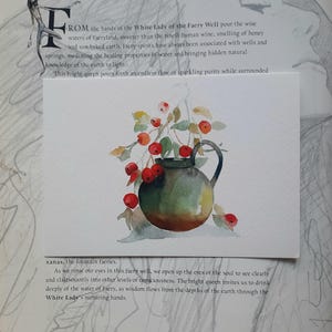 Ikebana original Aquarell, Postkarte, Fine Art Aquarell, hochwertiger Qualitätsdruck, Designerpapier Tintoretto, 10×15cm