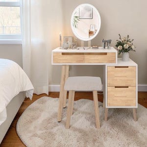 Dressing Table With Stool and Mirror - Etsy Dressing Table With Stool and Mirror - Etsy