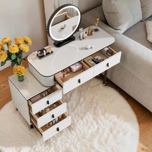 modern dressing table accessories Makeup Vanity Table With Mirror and Drawers