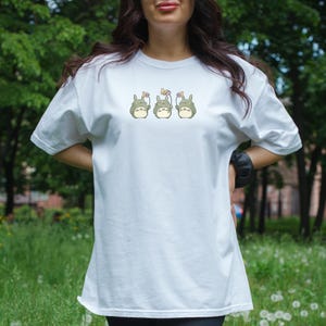 Forest Spirit Trio Totoros Comfort Colors Tee, Cute Forest Spirit Shirt, Cottagecore Anime Gift, Cozy Studio Anime inspired Top,