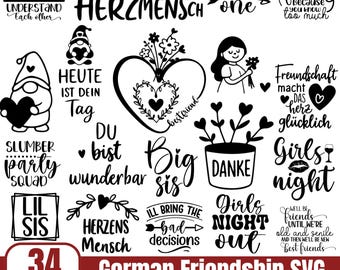 Best Friends Svg Bundle, Plotterdatei Danke Svg, Friendship Quotes, Deutsche Sprüche Svg, Friends Svg, Lieblingsmensch Svg, Cut For Cricut