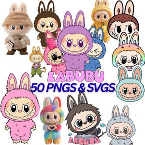Labubu Designs SVG Bundle, Labubu Clipart, Labubu PNG, Cute Labubu Vector, Cartoon Character SVG, Cricut Cut Files, Digital Download, Labubu