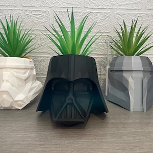 Star Wars - Modern indoor planter pot Vase set x3  Darth Vader - Stormtrooper - Boba Fett