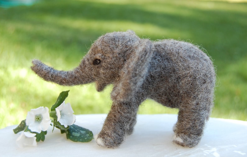 Felt Elephant Needle Felted Animal Needle Felted Elephants Baby Elephant Nursery Decor African Elephant Toy Elephant Baby Nursery.