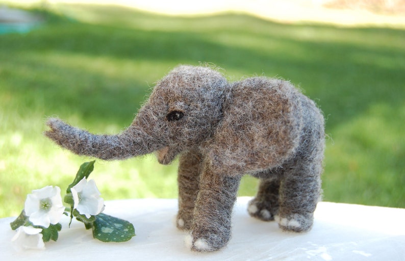 Felt Elephant Needle Felted Animal Needle Felted Elephants Baby Elephant Nursery Decor African Elephant Toy Elephant Baby Nursery.