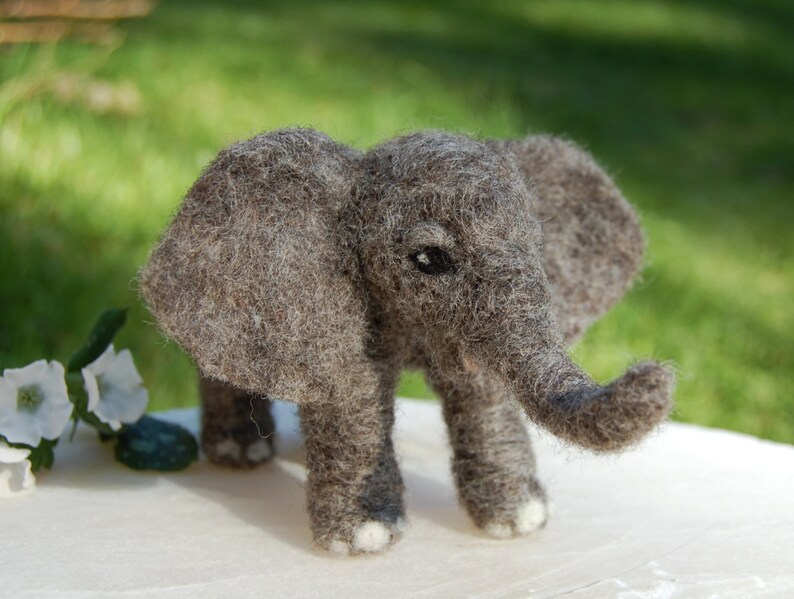 Felt Elephant Needle Felted Animal Needle Felted Elephants Baby Elephant Nursery Decor African Elephant Toy Elephant Baby Nursery.