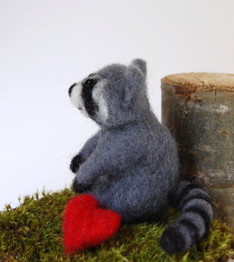 Needle Felted Raccoon. Wool Felt Raccoon. Miniature Raccoon. Etsy