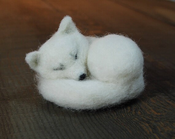 Zorro Artico Dormido Aguja Felted Arctic Fox Zorro Blanco Etsy