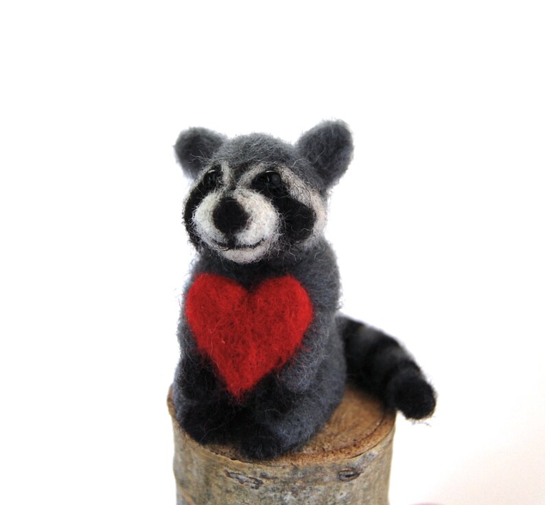 Needle Felted Raccoon. Wool Felt Raccoon. Miniature Raccoon. Etsy