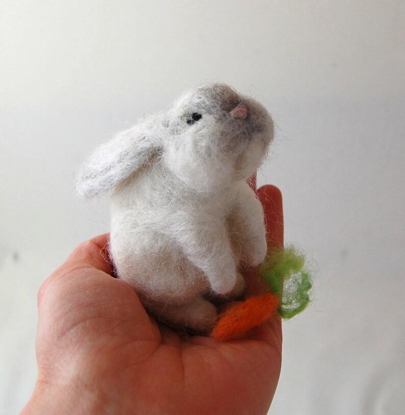 Needle Felted Bunny. Lop Bunny. Felt Animal Toy. White Etsy