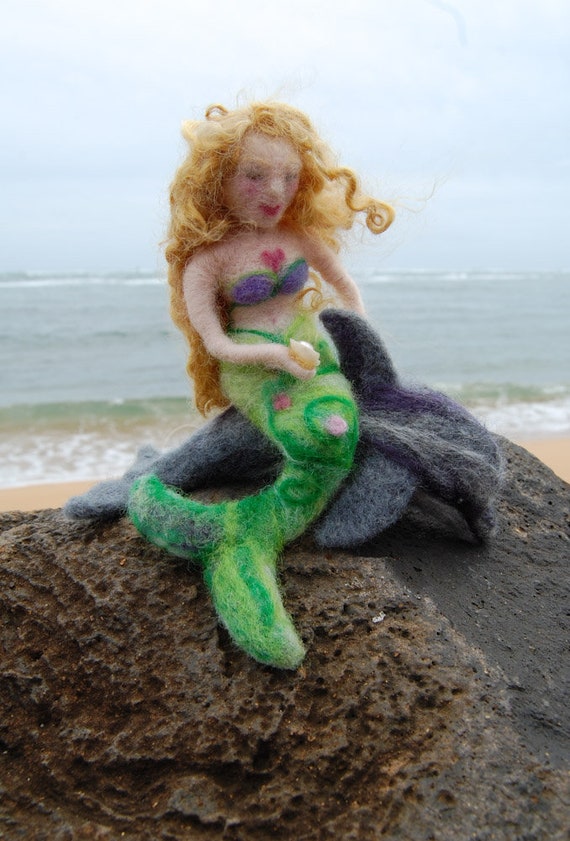Needle Felted Mermaid Wool Felt Mermaid Doll Mermaid Nursery Etsy