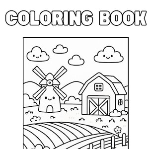 Coloring Book Farm Animals Kawaii Style
