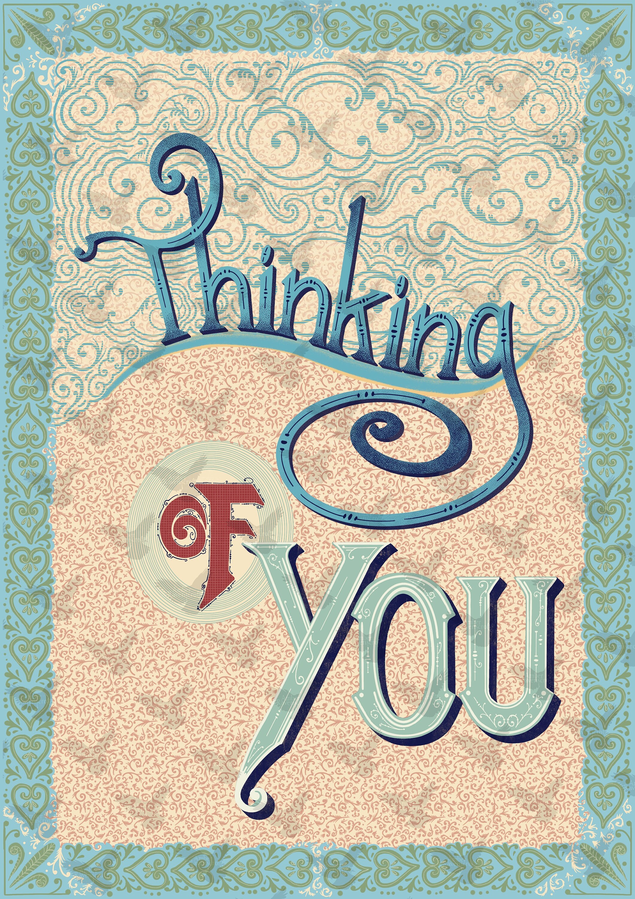 PRINTABLE Thinking Of You Greetings Card 4 versions included  Etsy