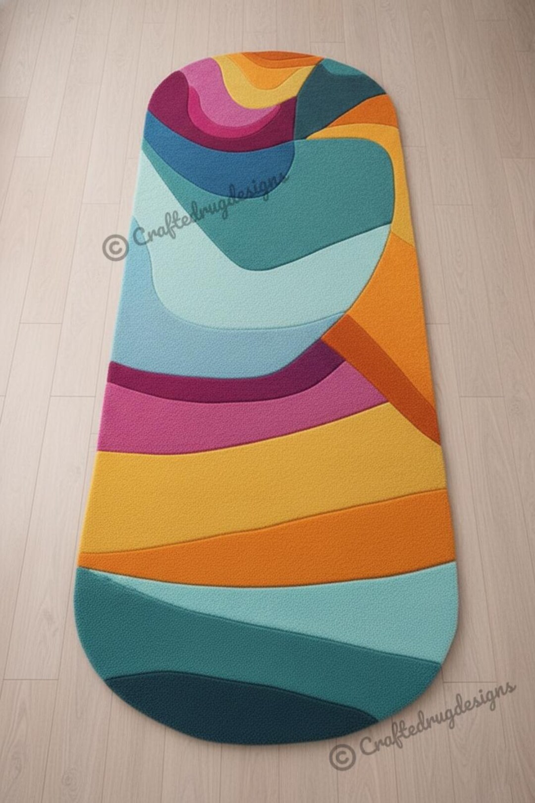 Abstract Wavy Tufted Rug, Colorful Modern Area Rug. - Etsy