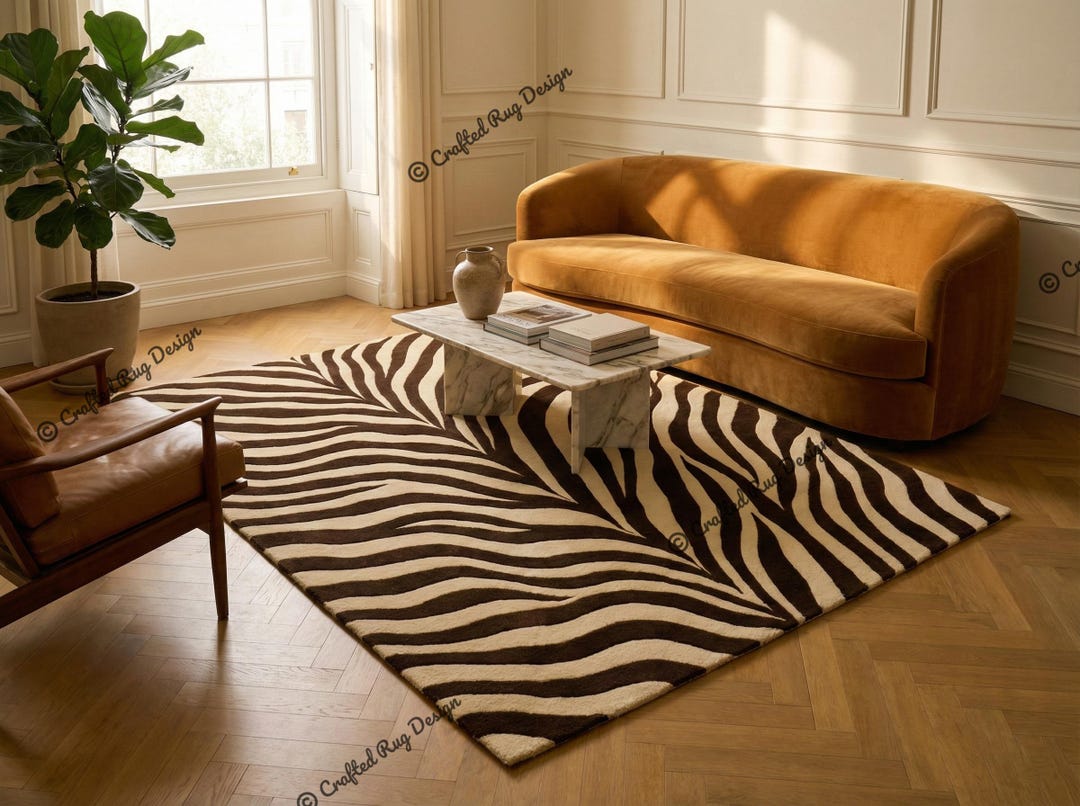 Zebra Pattern Rug Wool: Hand Tufted Rug Animal Print Carpet - Etsy
