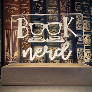 Book Lover Night Light, Bookworm Bedroom Night Light, Nursery Night Light, Night Light, Book Nerd, Gift For Kids, Boys or Girls