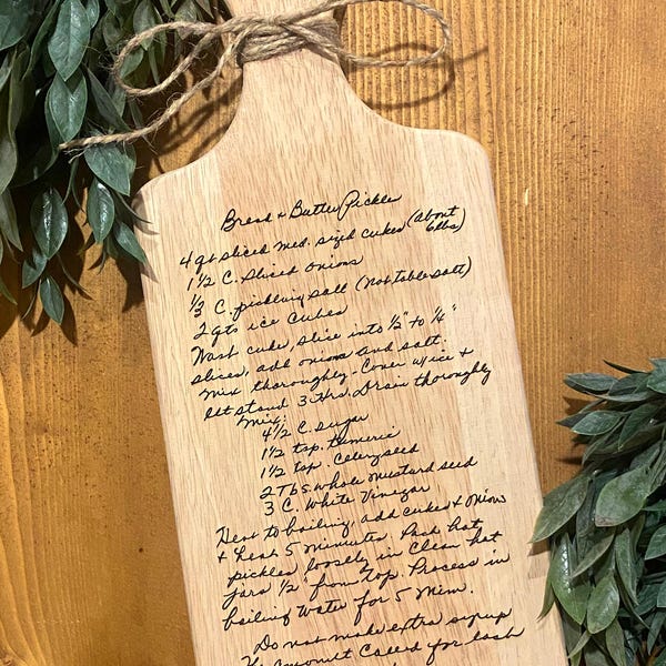 Personalized Family Recipe Cutting Board: Engraved Handwriting Gift