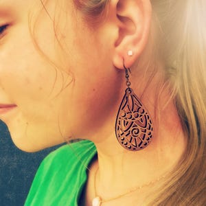 Lightweight Walnut Wood Mandala and Geometric Earrings, 7 Styles of Wooden Earrings for Women