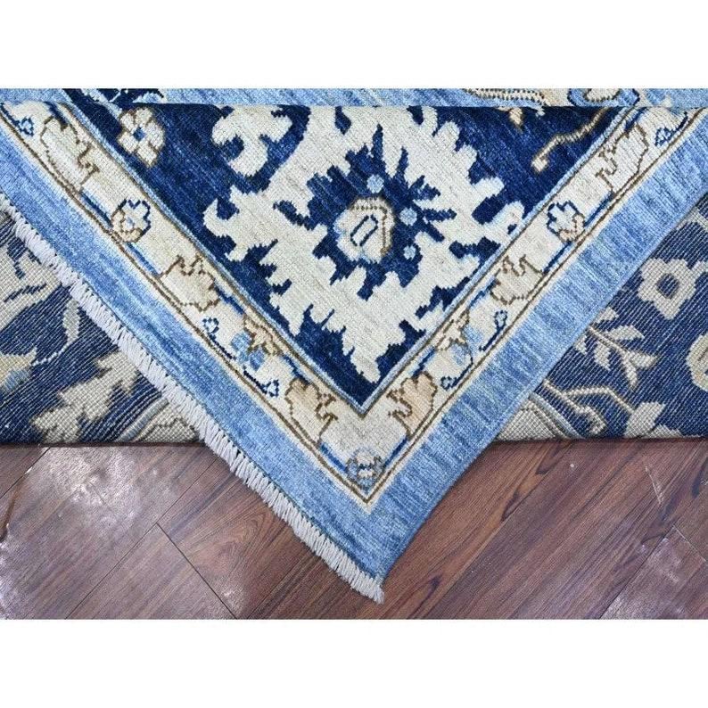 Handmade Blue Oriental Rug, Traditional Wool Area Carpet, Navy & Sky ...