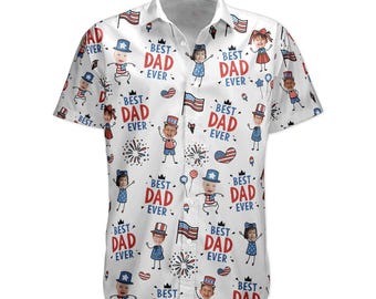 Father's Day Gifts, Best Dad Ever USA Flag - Personalized Hawaiian Shirt