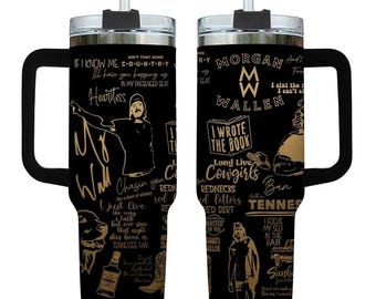 Morgan Wallen 40oz, 20oz Tumbler, Country Music Travel Mug, Western Cowgirl Cup, Tennessee Country Fan Gift, Black Gold Tumbler