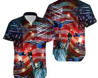 Blue Angels Air Show 4th July Liberty US Flag Hawaiian Shirt