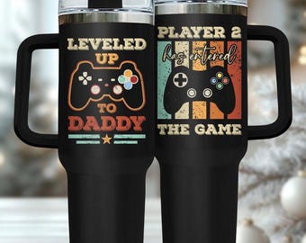 Gaming Dad 40oz Tumbler with Handle, Gamer Travel Mug, Gaming Print Tumbler, Dad Gift