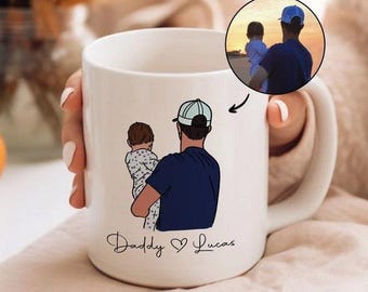 Custom Photo Mug for Dad, Personalized Dad Portrait Coffee Mug, Fathers Day Gifts, Dad Birthday Gifts, Gift for Husband, Gift for Him