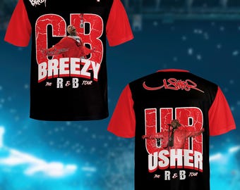 Usher Chris Brown Football Jersey, R&B Tour Jersey Shirt, Breezy CB Streetwear Jersey, Hip Hop Concert Jersey Tee