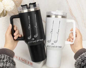 Personalized Golf Water Tumbler 40oz, 20oz, Father's Day Gift for Dad, Best Dad By Par Custom Tumbler 2d Flat
