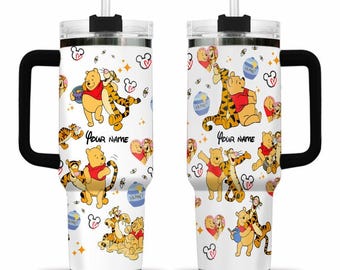 Personalized Pooh & Friends 40oz Tumbler - Custom Winnie the Pooh Insulated Drinkware - Disney Fan Gift