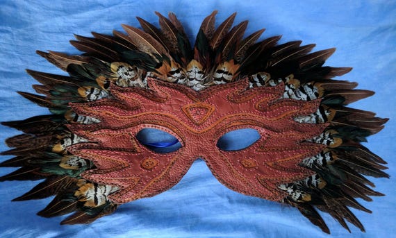 Feather Eyemask 3 Tier Peacock 2 Design Eye-mask Masquerade Ball Mask