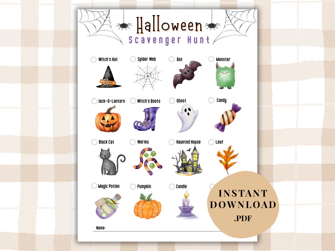 Halloween Scavenger Hunt | Printable Instant Download | Kids Halloween ...
