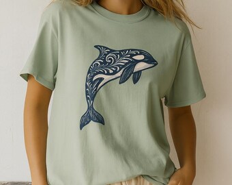 Chemise orca T-shirt graphique Comfort Colors® T-shirt animal océanique cadeau baleine streetwear côtier