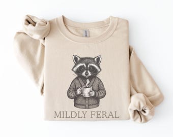 Tvättbjörnströja Rolig Vildkaffe Väder Söt Tvättbjörn Crewneck Mysig Djurgrafik Överdimensionerad Tröja Sarkastisk Tvättbjörn Gåva
