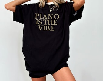 Camiseta "Piano Is The Vibe", Camiseta minimalista de música, Camiseta estética de piano, Presente para amante da música, Camiseta para pianista