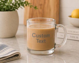 Personalized Glass Mug Custom Text Coffee Cup Minimalist Iced Coffee Cup Clear Glass Mug Teacher Gift For Coffee Lover Friend Gift
