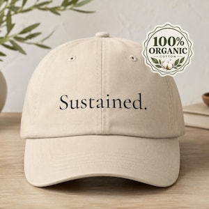 Organic Cotton Embroidered Hat Minimalist Baseball Cap Organic Hat Simple Embroidery Unisex Dad Cap Sustainable Gift Everyday Casual Hat