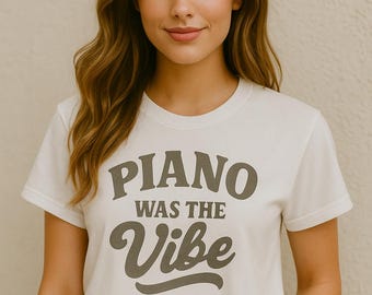 Piano Shirt Retro Graphic Tee Music Teacher Gift White Gildan T Shirt Musician Graphic Tee Minimalist Music Tee Piano Player Gift